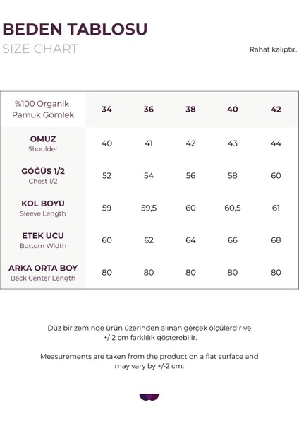 %100 Organik Pamuk Gömlek