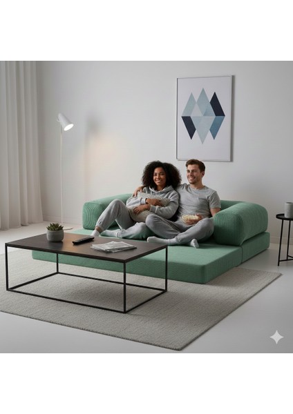 Mininest 160×80 Modüler 2 Kişilik Koltuk | Yatak Olabilen Tasarım | Çıkarılabilir ve Yıkanabilir Kılıf | Küçük Alanlar Için