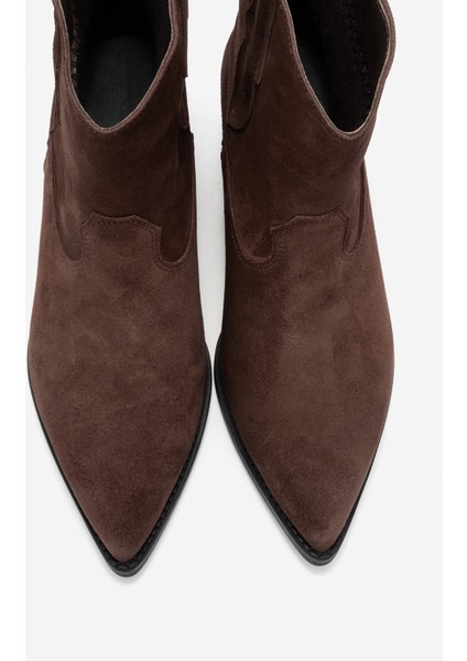 Elıa Kahverengi Süet Hakiki Deri Kadın Western Bot fiyatları