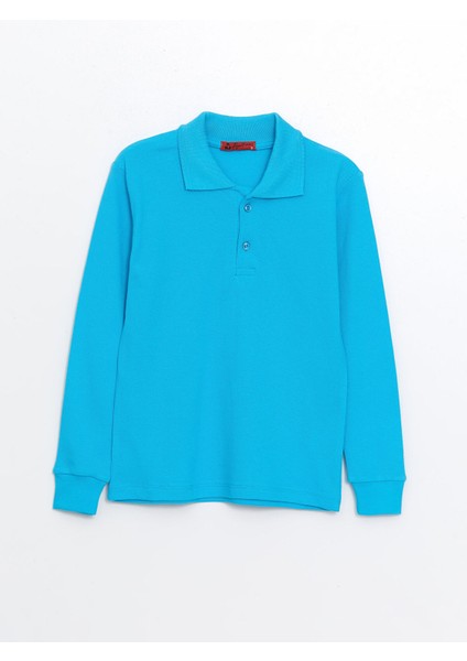 Ümiteks World Of Clothes Penye Polo Yaka Uzun Kollu Okul Tişört %100 Pamuk Penye Uzun Kol Okul Tişörtü