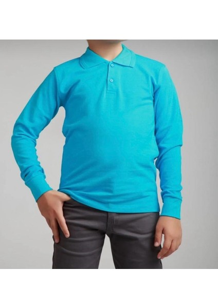 Ümiteks World Of Clothes Penye Polo Yaka Uzun Kollu Okul Tişört %100 Pamuk Penye Uzun Kol Okul Tişörtü