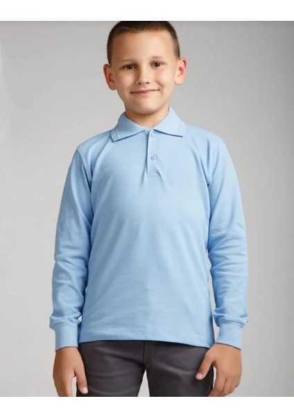 Ümiteks World Of Clothes Penye Polo Yaka Uzun Kollu Okul Tişört %100 Pamuk Penye Uzun Kol Okul Tişörtü