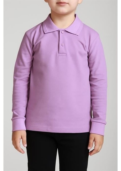 Ümiteks World Of Clothes Penye Polo Yaka Uzun Kollu Okul Tişört %100 Pamuk Penye Uzun Kol Okul Tişörtü