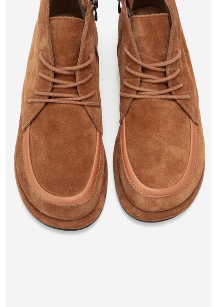 Martas Taba Süet Hakiki Deri Bağcıklı Fermuarlı Kadın Bilekte Bot fiyatları