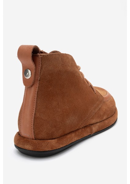 Martas Taba Süet Hakiki Deri Bağcıklı Fermuarlı Kadın Bilekte Bot indirimleri