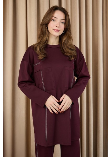 14379 Scuba Kumaş Taş Detaylı Takım