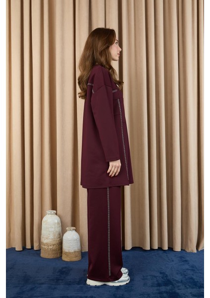 14379 Scuba Kumaş Taş Detaylı Takım modelleri