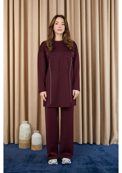 14379 Scuba Kumaş Taş Detaylı Takım indirimleri