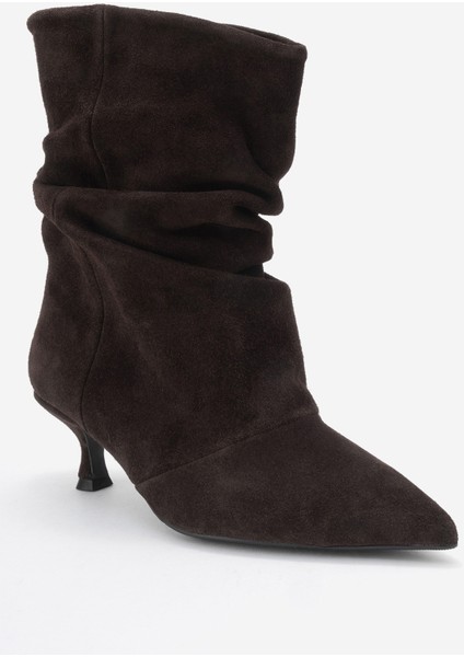 Baleı Kahverengi Süet Hakiki Deri Kadın Kısa Topuklu Bot modelleri