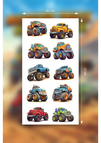 Monster Truck - Destansı Kamyonlar Sticker / Etiket (Ajanda, Scrapbook, Bullet Journal) fiyatları