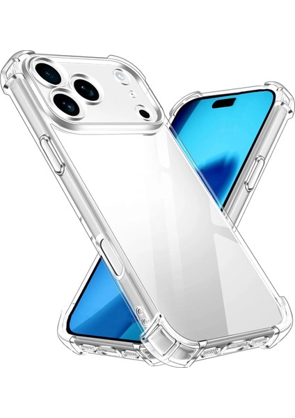 Caseworld Apple iPhone 17 Promax Kapak Kamera Korumalı Airbag Antishock Köşe Korumalı Şeffaf Silikon Kılıf