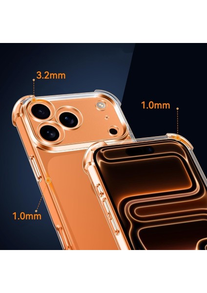 Caseworld Apple iPhone 17 Promax Kapak Kamera Korumalı Airbag Antishock Köşe Korumalı Şeffaf Silikon Kılıf fiyatları