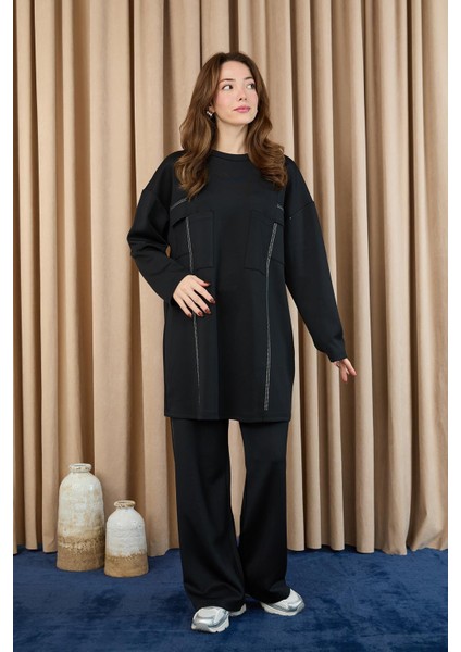 14379 Scuba Kumaş Taş Detaylı Takım indirimleri