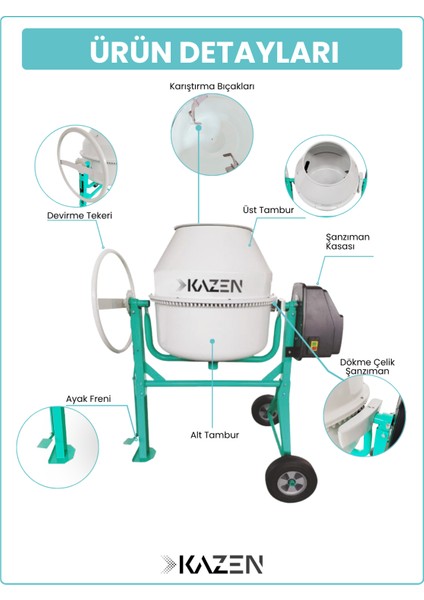 120 Litre - Xs Betoniyer Beton Mikser Beton Harç Yem Tohum Karma Makinesi fırsatları