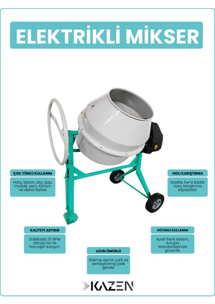 120 Litre - Xs Betoniyer Beton Mikser Beton Harç Yem Tohum Karma Makinesi indirimleri