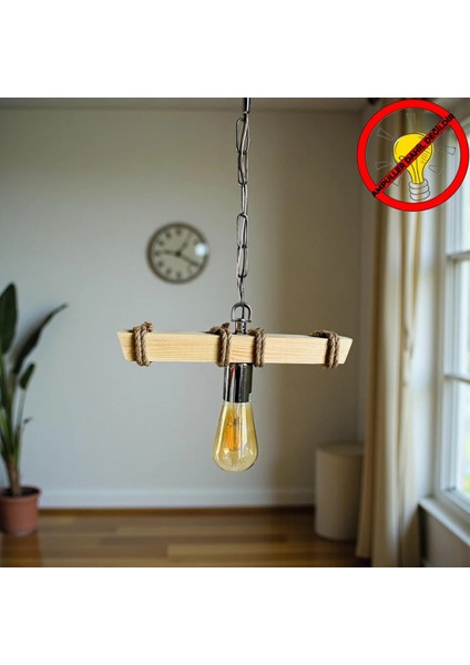 Dekoratif Ahşap Tekli Avize