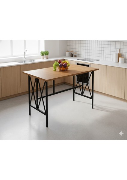 Mutfak Balkon Masası, Suntalam Metal Ayaklı Bahçe Masası, Mutfak Masası Yemek Masası - 70 x 107 cm