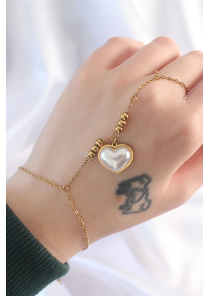 316L Çelik Gold Renk Beyaz Bubble Kalp Tasarımlı Şahmeran - TJ-SN576 modelleri