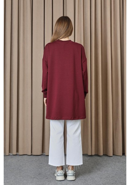 10743 2 Ip Kumaş Taş ve Baskılı Detaylı Sweatshirt fiyatları