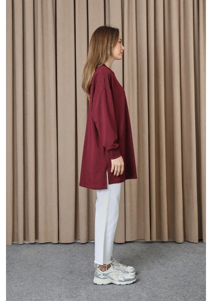 10743 2 Ip Kumaş Taş ve Baskılı Detaylı Sweatshirt modelleri