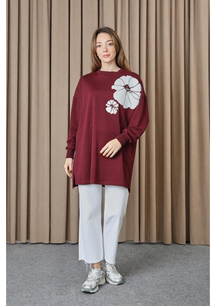 10743 2 Ip Kumaş Taş ve Baskılı Detaylı Sweatshirt fırsatları