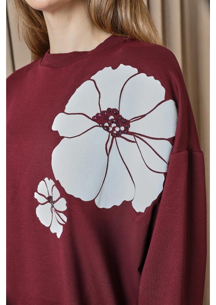 10743 2 Ip Kumaş Taş ve Baskılı Detaylı Sweatshirt indirimleri