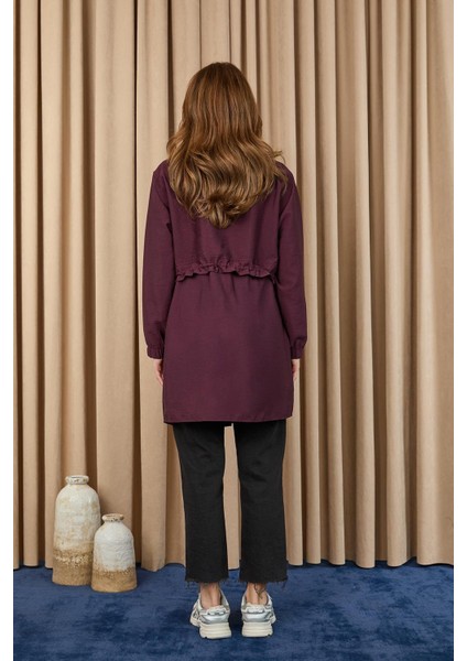 10741 Taş Detaylı Paraşüt Kumaş Trenç Gömlek modelleri