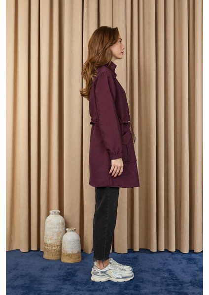 10741 Taş Detaylı Paraşüt Kumaş Trenç Gömlek fırsatları