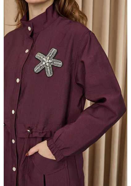 10741 Taş Detaylı Paraşüt Kumaş Trenç Gömlek indirimleri