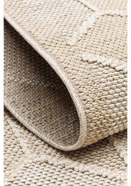 Lion 03 Beıge Hasır Dokulu Bukle Dokumasıyla Hav Toz Vermez Modern Makine Halısı