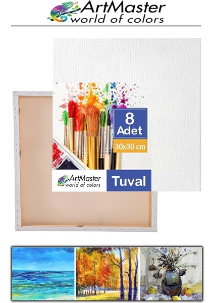 Kare Tuval 30X30 Astarlı Mini Resim Tuvali 8 Adet Tuvali 30*30 Tual Akrilik Boya Yağlı Boya Için Idealdir