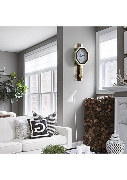 Geleneksel Bej Yuvarlak Ahşap - Oturma Odası, Mutfak Veya Yemek Odası Için Sarkaçlı Plastik Duvar Saati (QI004509.PC) fiyatları