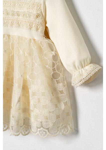 Kız Bebek Mevlütlük Elbise Bandanalı Dantelli ELB1067 modelleri