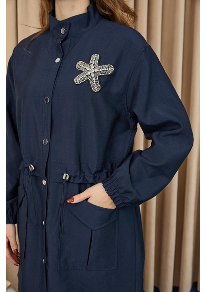 10741 Taş Detaylı Paraşüt Kumaş Trenç Gömlek indirimleri
