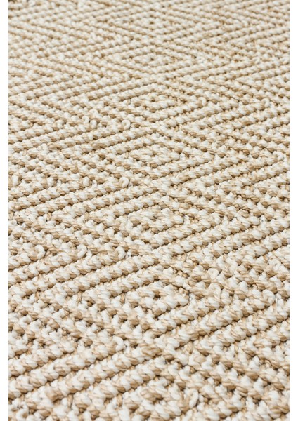 Lion 01 Beıge Hasır Dokulu Bukle Dokumasıyla Hav Toz Vermez Modern Makine Halısı