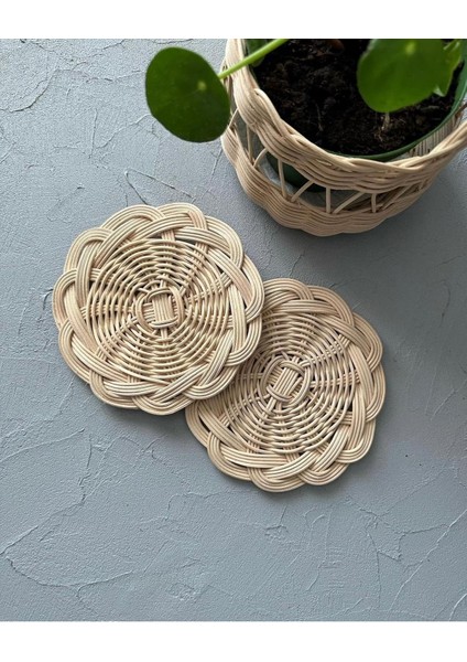 Rattan Yuvarlak Bardak Altlığı (1, Natural)
