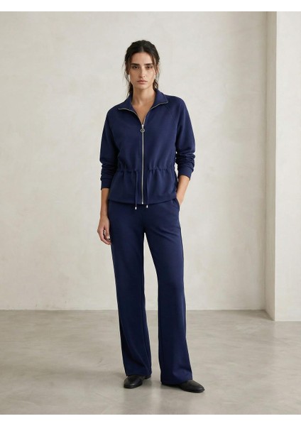 Kadın Modal Kumaş Fermuarlı Takım Lacivert