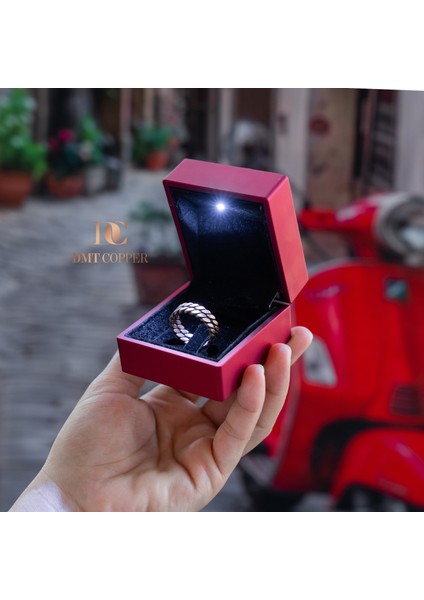 El Yapımı Antik Bakır Örgülü Yüzük, Ayarlanabilir, Rustik Tasarım, Gaziantep El Işçiliği, Lüks Hediye Kutusu ile fırsatları