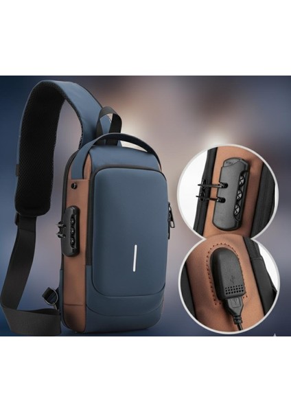 Powerbank Destekli Erkek Ön Göğüs Çantası