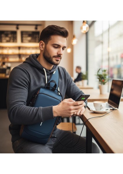Powerbank Destekli Erkek Ön Göğüs Çantası modelleri