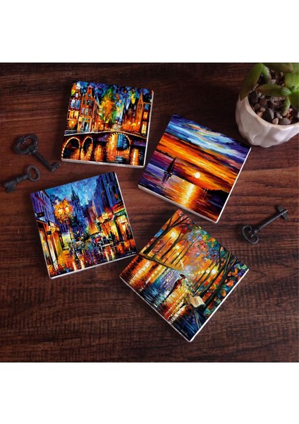 Deniz Manzarası, Köprü Manzarası, Sokak Manzarası, Fenerler Taş Bardak Altlığı Seti - 4 Parça - Dekoratif, Rustik Mutfak Aksesuarı, 10X10 Cm, Kaydırmaz Tabanlı, Şık ve Dayanıklı SC265 fiyatları