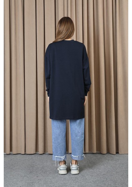 10743 2 Ip Kumaş Taş ve Baskılı Detaylı Sweatshirt fiyatları