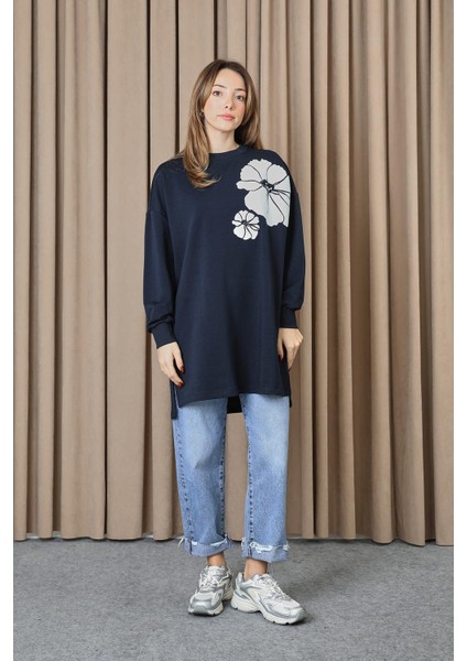 10743 2 Ip Kumaş Taş ve Baskılı Detaylı Sweatshirt modelleri