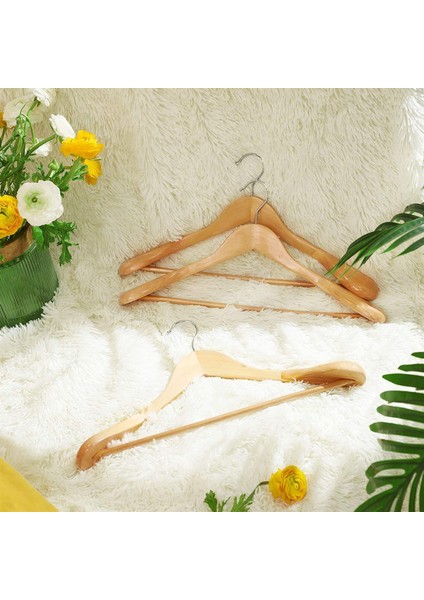 Ahşap Askı Kalın Omuzlu Takım Elbise Ceket Askısı 5 Adet Kaymaz Pantolon Çubuğu indirimleri