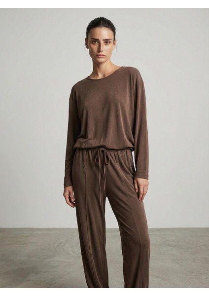 Kadın Modal Kumaş Takım Kahverengi