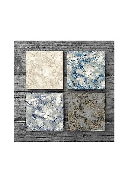 Desen Taş Bardak Altlığı Seti - 4 Parça - Dekoratif, Rustik Mutfak Aksesuarı, 10X10 Cm, Kaydırmaz Tabanlı, Şık ve Dayanıklı SC142