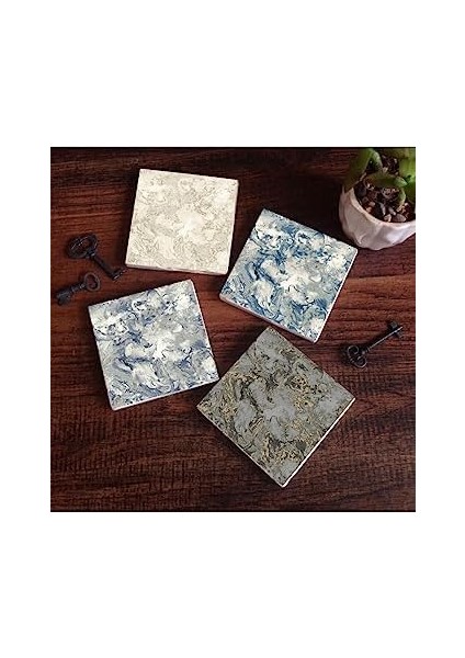 Desen Taş Bardak Altlığı Seti - 4 Parça - Dekoratif, Rustik Mutfak Aksesuarı, 10X10 Cm, Kaydırmaz Tabanlı, Şık ve Dayanıklı SC142 fiyatları