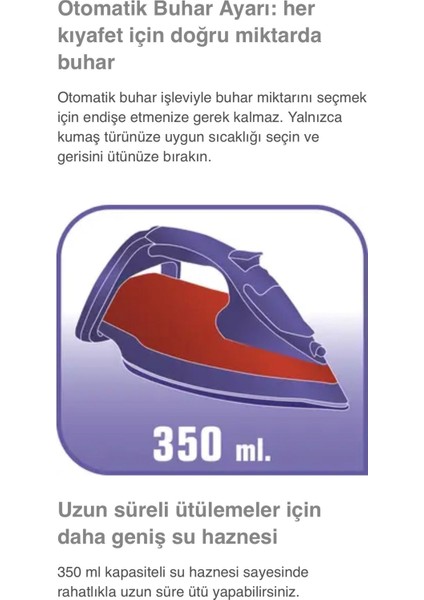 Ultimate Pure Kireç Avcısı Teknolojili 3200W Ütü, Durilium Airglide Taban, Otomatik Kapanma, Ergonomik Tutuş ve Kesintisiz Buhar Çıkışı indirimleri