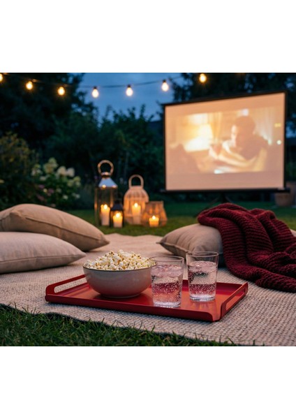 Vika TD-001 | Dekoratif Metal Tepsi – 37×21×7 cm | Koyu Kırmızı Modern Servis ve Orta Sehpa Tepsisi | Dayanıklı Metal Dekor Ürünü