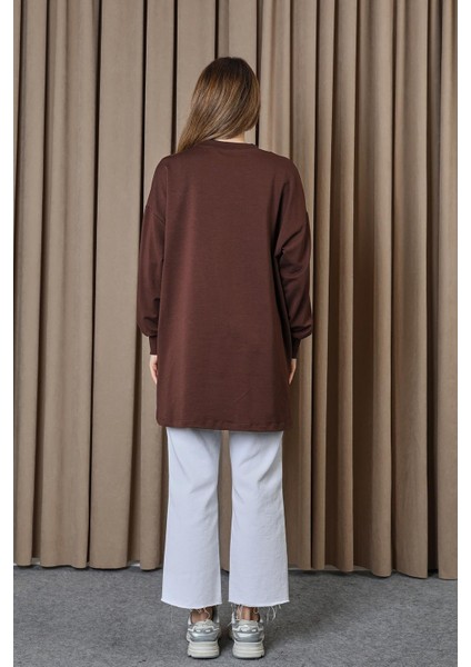 10743 2 Ip Kumaş Taş ve Baskılı Detaylı Sweatshirt fırsatları